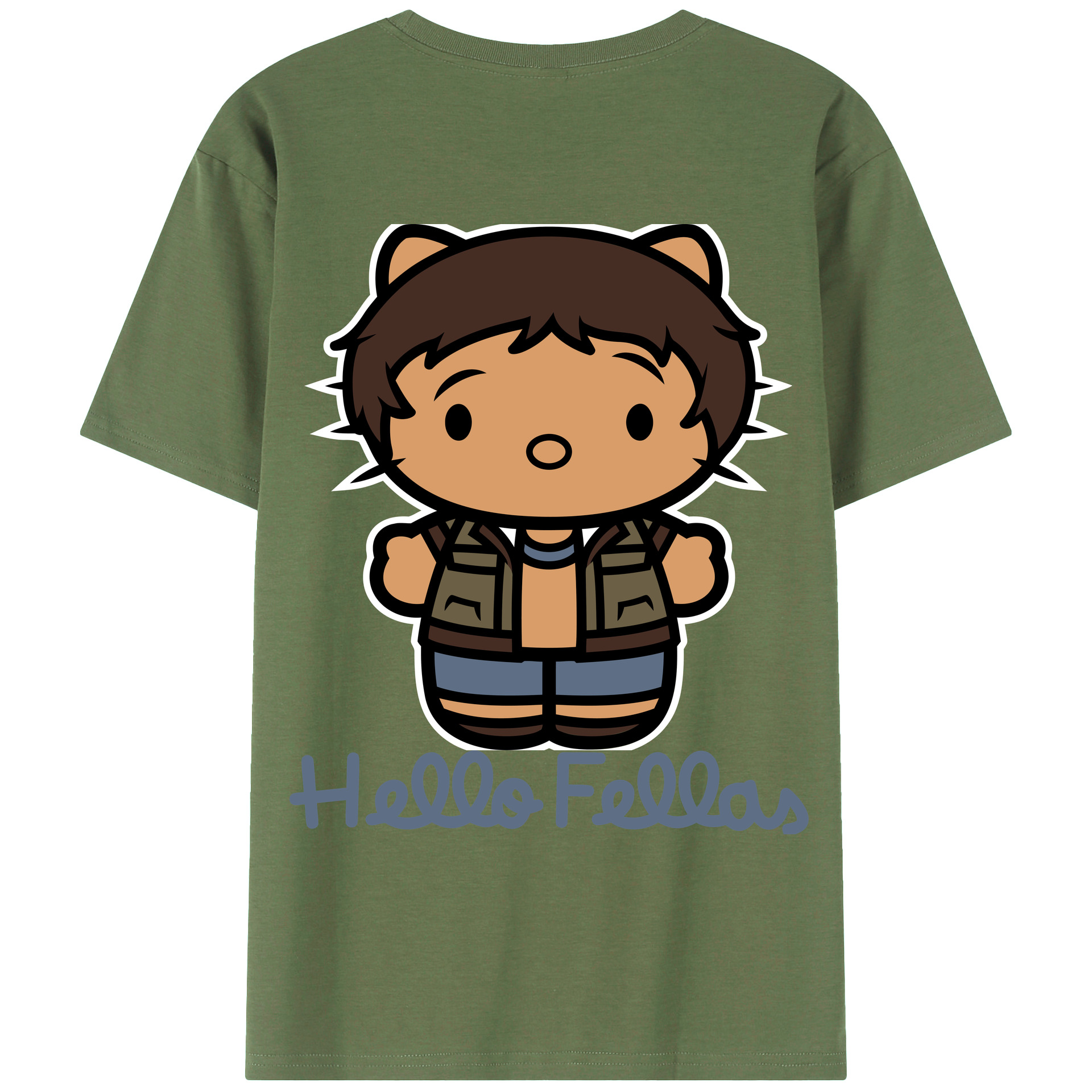 （画像用） Hello Kitty ハローキティ 綿100％ メンズ半袖Tシャツ（バックプリント） 通気性